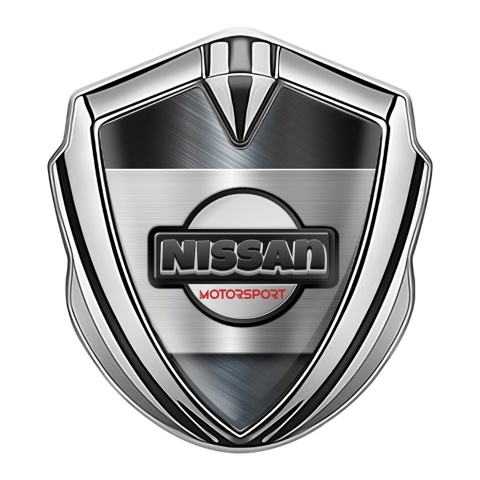 Nissan Emblem Trunk Badge Silver Bluish Metal Base Motorsport Logo