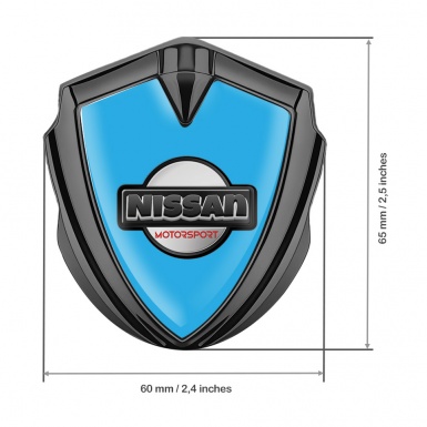 Nissan Emblem Self Adhesive Graphite Sky Blue Base Heavy Dark Logo