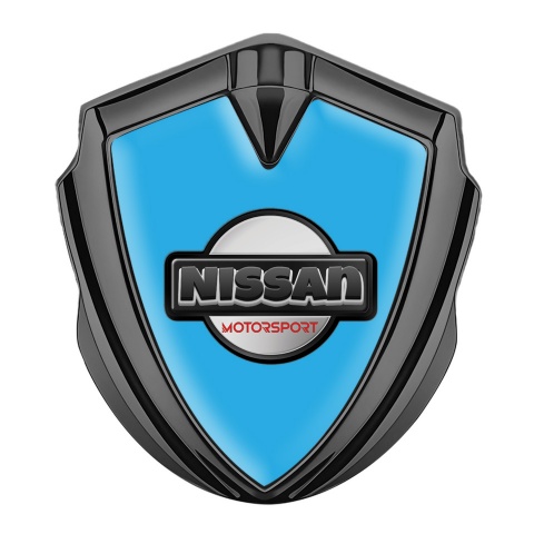 Nissan Emblem Self Adhesive Graphite Sky Blue Base Heavy Dark Logo