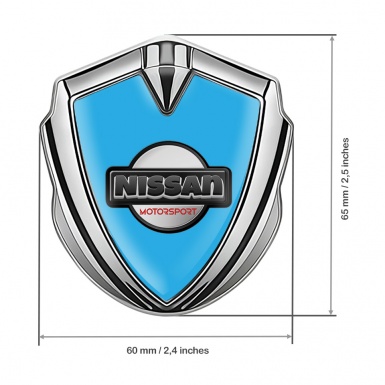 Nissan Emblem Self Adhesive Silver Sky Blue Base Heavy Dark Logo