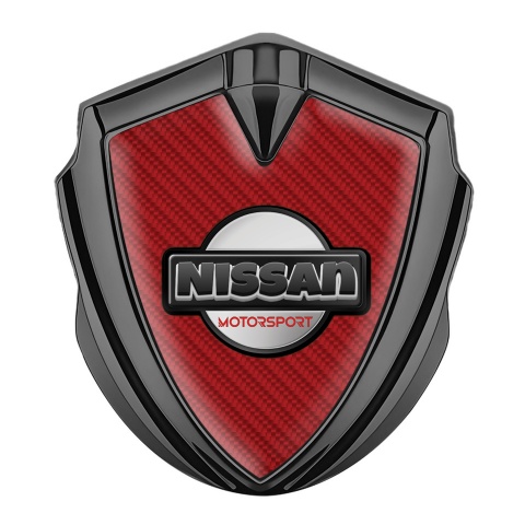 Nissan Domed Emblem Graphite Red Carbon Heavy Dark Logo Edition