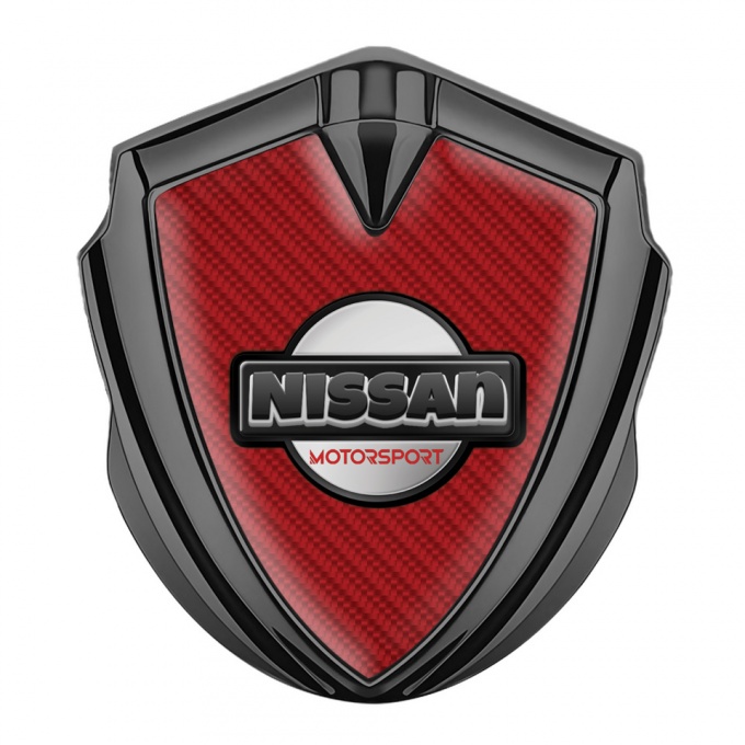 Nissan Domed Emblem Graphite Red Carbon Heavy Dark Logo Edition