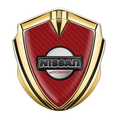 Nissan Domed Emblem Gold Red Carbon Heavy Dark Logo Edition