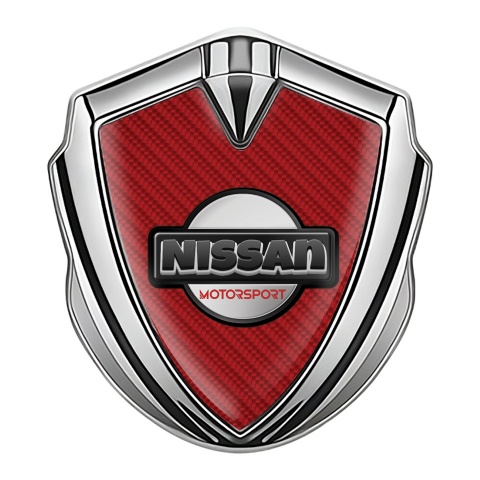 Nissan Domed Emblem Silver Red Carbon Heavy Dark Logo Edition