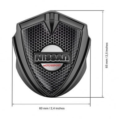 Nissan Bodyside Domed Emblem Graphite Perforated Metal Motorsport Logo