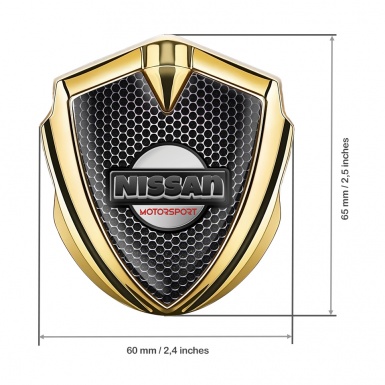 Nissan Bodyside Domed Emblem Gold Perforated Metal Motorsport Logo