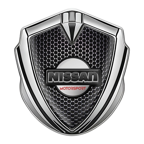 Nissan Bodyside Domed Emblem Silver Perforated Metal Motorsport Logo