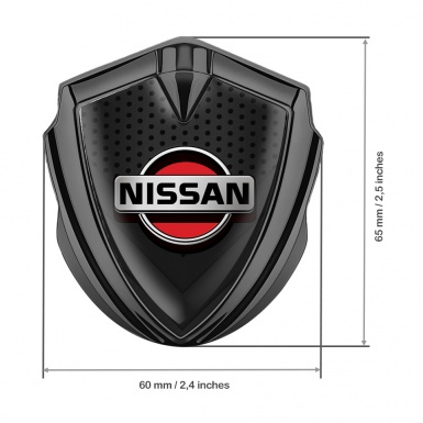 Nissan Emblem Car Badge Graphite Dark Mesh Grey Red Logo Design