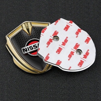 Nissan Emblem Car Badge Gold Dark Mesh Grey Red Logo Design