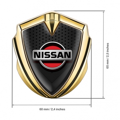 Nissan Emblem Car Badge Gold Dark Mesh Grey Red Logo Design