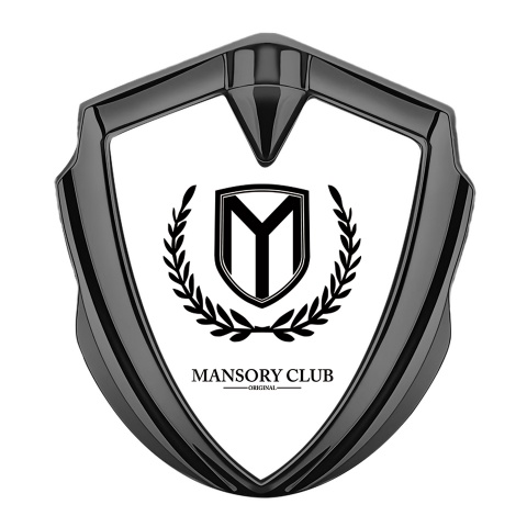 Mansory Club Metal 3D Domed Emblem Graphite White Base Black Logo