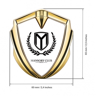Mansory Club Metal 3D Domed Emblem Gold White Base Black Logo