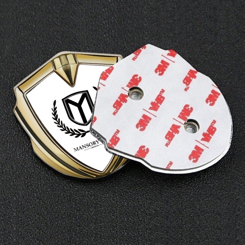 Mansory Club Metal 3D Domed Emblem Gold White Base Black Logo