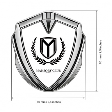 Mansory Club Metal 3D Domed Emblem Silver White Base Black Logo