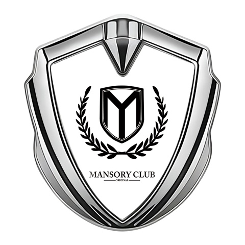 Mansory Club Metal 3D Domed Emblem Silver White Base Black Logo