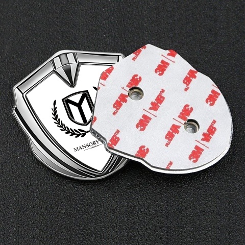 Mansory Club Metal 3D Domed Emblem Silver White Base Black Logo