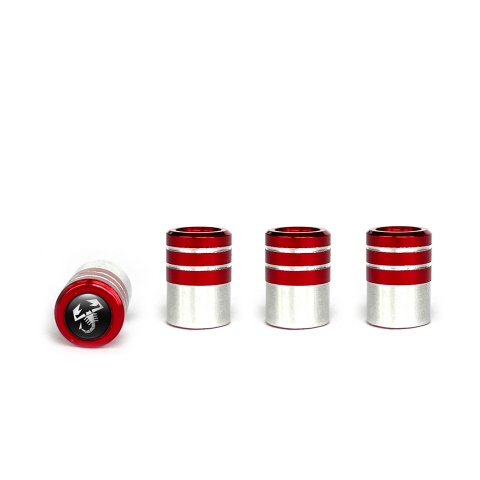 Fiat Abarth Valve Caps Red 4 pcs Black Silicone Sticker with Grey Logo