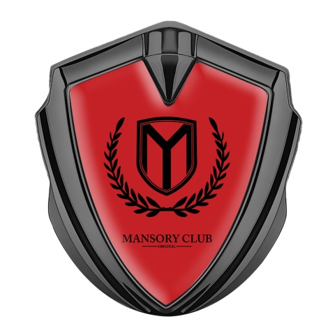 Mansory Club Emblem Badge Self Adhesive Graphite Red Base Black Laurel