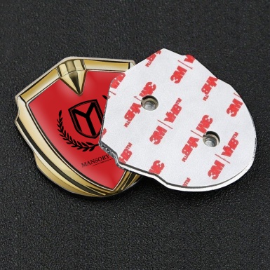 Mansory Club Emblem Badge Self Adhesive Gold Red Base Black Laurel