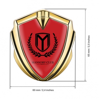 Mansory Club Emblem Badge Self Adhesive Gold Red Base Black Laurel