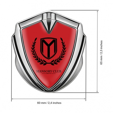 Mansory Club Emblem Badge Self Adhesive Silver Red Base Black Laurel