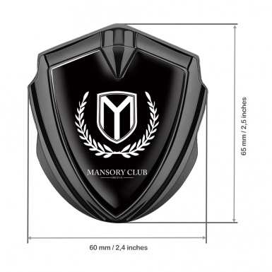 Mansory Club Emblem Fender Badge Graphite Black Base White Laurel Logo