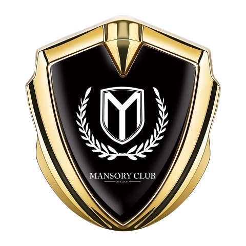 Mansory Club Emblem Fender Badge Gold Black Base White Laurel Logo