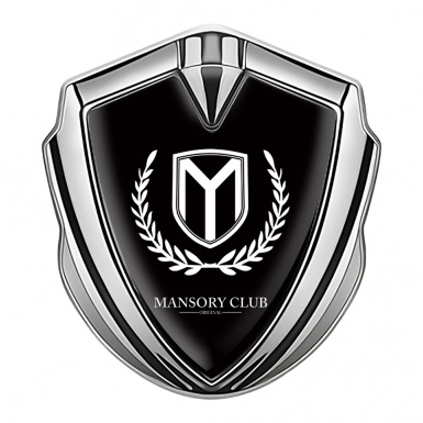 Mansory Club Emblem Fender Badge Silver Black Base White Laurel Logo