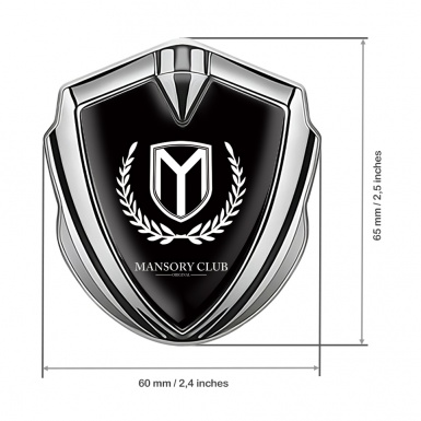 Mansory Club Emblem Fender Badge Silver Black Base White Laurel Logo