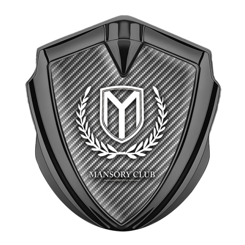 Mansory Club Metal Emblem Self Adhesive Graphite Light Carbon White Laurel