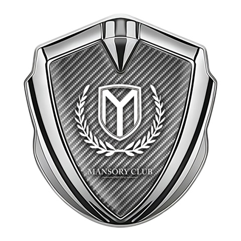 Mansory Club Metal Emblem Self Adhesive Silver Light Carbon White Laurel