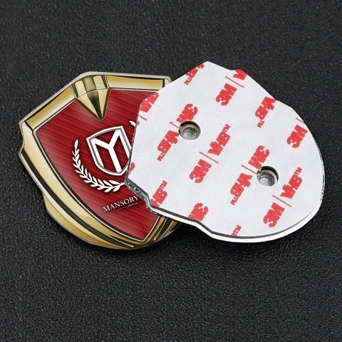 Mansory Club Fender Emblem Badge Gold Red Carbon White Logo Design