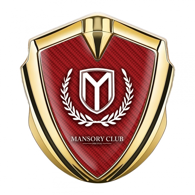 Mansory Club Fender Emblem Badge Gold Red Carbon White Logo Design