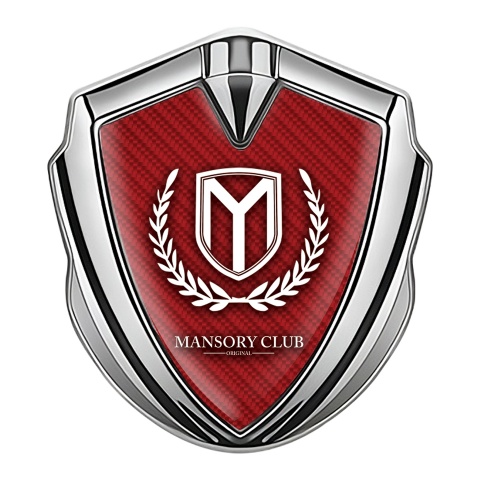 Mansory Club Fender Emblem Badge Silver Red Carbon White Logo Design