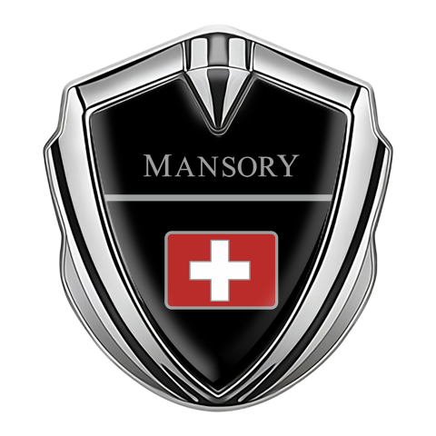 Mansory Club Emblem Badge Silver Black Base Crimson Crest Edition