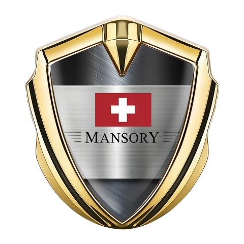 Mansory Club Domed Emblem Gold Metallic Base Crimson Crest Design