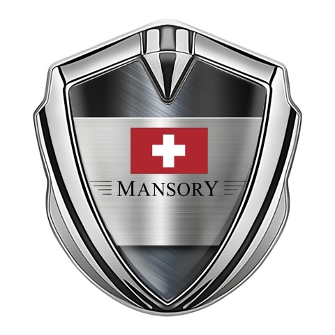Mansory Club Domed Emblem Silver Metallic Base Crimson Crest Design