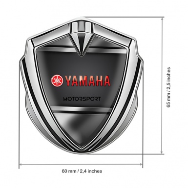 Yamaha Motorsport Emblem Ornament Silver Metallic Frame Red Logo