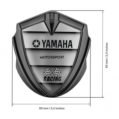 Yamaha Racing Domed Badge Graphite Shutters Effect Black Logo 