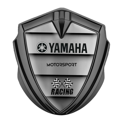 Yamaha Racing Domed Badge Graphite Shutters Effect Black Logo 