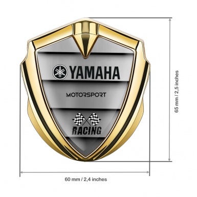 Yamaha Racing Domed Badge Gold Shutters Effect Black Logo