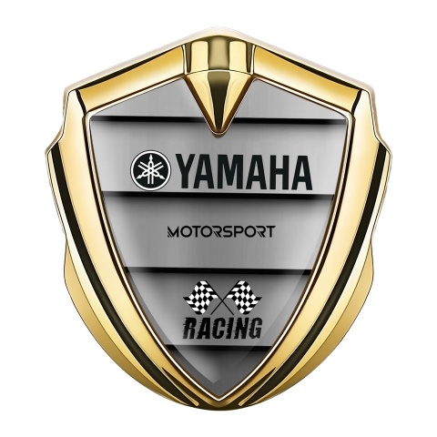 Yamaha Racing Domed Badge Gold Shutters Effect Black Logo