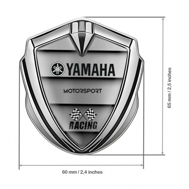 Yamaha Racing Domed Badge Silver Shutters Effect Black Logo 