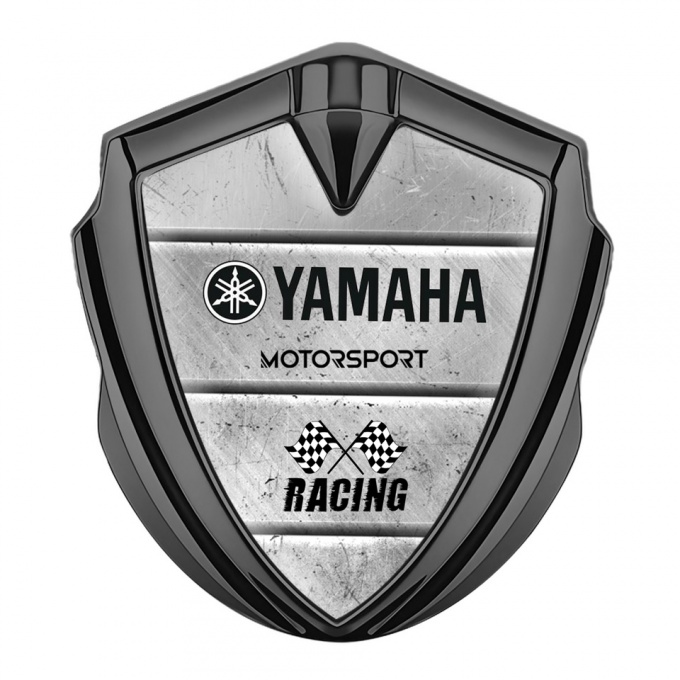 Yamaha Racing Bodyside Emblem Self Adhesive Graphite Stone Slab Black Logo