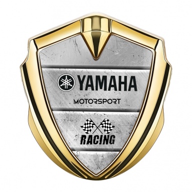 Yamaha Racing Bodyside Emblem Self Adhesive Gold Stone Slab Black Logo