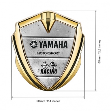 Yamaha Racing Bodyside Emblem Self Adhesive Gold Stone Slab Black Logo