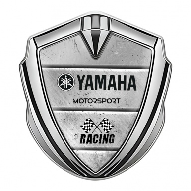 Yamaha Racing Bodyside Emblem Self Adhesive Silver Stone Slab Black Logo