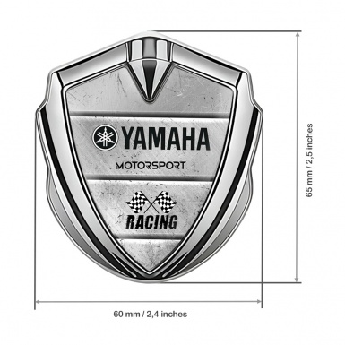 Yamaha Racing Bodyside Emblem Self Adhesive Silver Stone Slab Black Logo