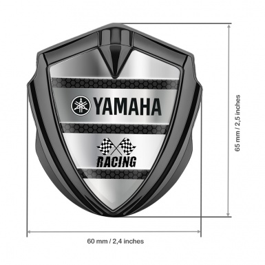 Yamaha Racing Metal 3D Domed Emblem Graphite Dark Hex Black Logo