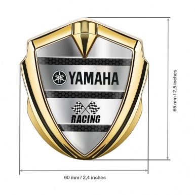 Yamaha Racing Metal 3D Domed Emblem Gold Dark Hex Black Logo